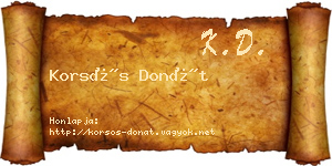 Korsós Donát névjegykártya